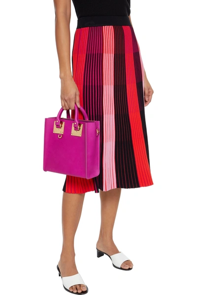 Shop Sophie Hulme Albion Leather Tote In Fuchsia
