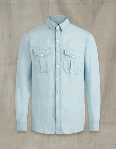 Shop Belstaff Cadet Linen Shirt In Blue