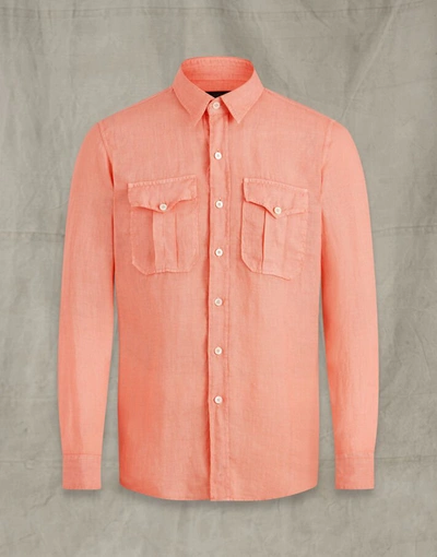 Shop Belstaff Cadet Linen Shirt In Pink