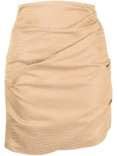 Shop Acler Fields Croc-jacquard Mini Skirt In Gold