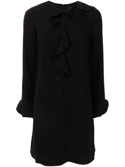 Shop Paule Ka Ruffle-embellished Crepe Dress In Black