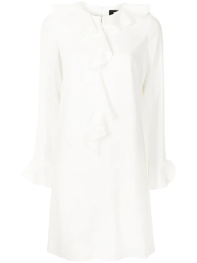 Shop Paule Ka Ruffle-embellished Crepe Dress In White