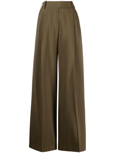 Shop Alexandre Vauthier High-waisted Wide-leg Trousers In Green