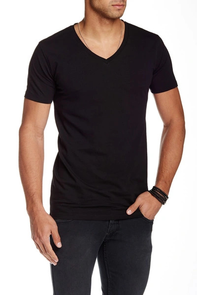 Shop Lindbergh V-neck Stretch T-shirt In Black