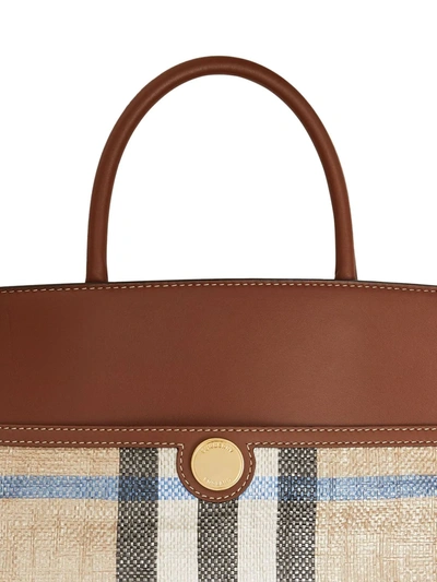 Shop Burberry Large Check Print Tote Bag In Neutrals