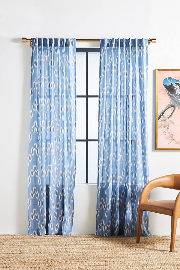 Anthropologie Ikat Dotted Curtain By In, Ikat Blue Curtains