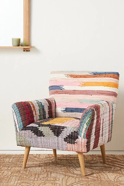 Shop Anthropologie Marija Woven Rag Rug Accent Chair In Assorted