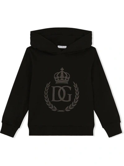 Shop Dolce & Gabbana Crest-print Hoodie In Black