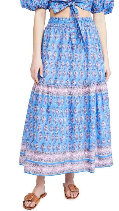 Shop Playa Lucila Border Print Skirt In Blue Multi