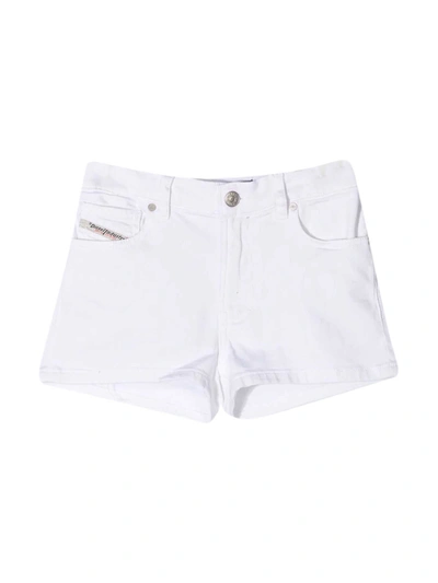 Shop Diesel White Teen Shorts In Bianco