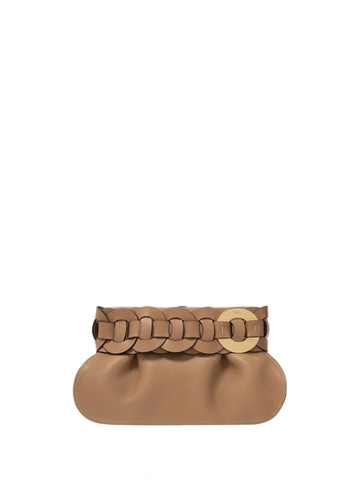 Shop Chloé Darryl Clutch Bag In Cement Brown