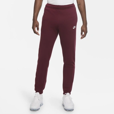 Shop Nike Sportswear Club Fleece Men's Pants (dark Beetroot) In Dark Beetroot,dark Beetroot,white