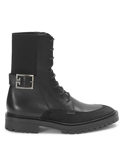 Shop Givenchy Women's Aviator Leather & Suede Ankle Boots In Black