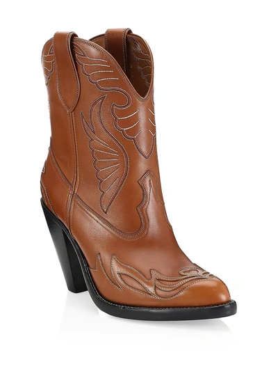 Shop Givenchy Women's Stitched Leather Western Boots In Tan
