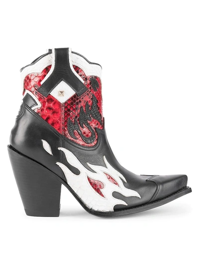 Shop Valentino Garavani Ranch Boots With Python Details In Black Multi