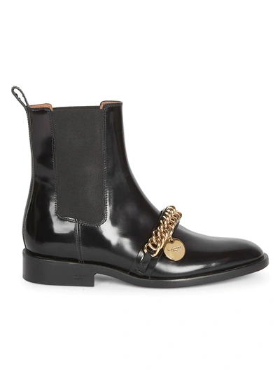 Shop Givenchy Women's Chain Leather Chelsea Boots In Black