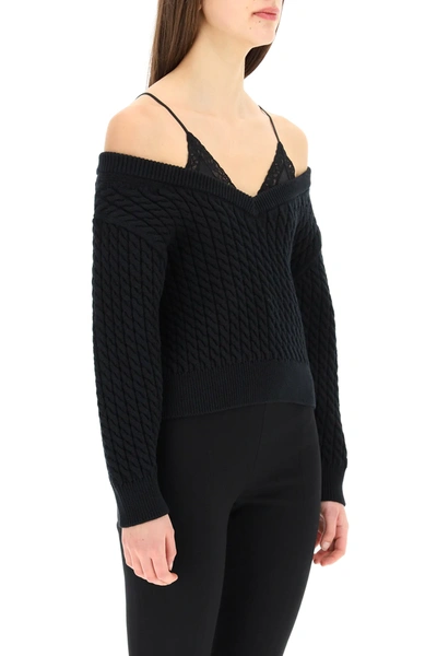 Shop Alexander Wang Off-the-shoulder Sweater In Black