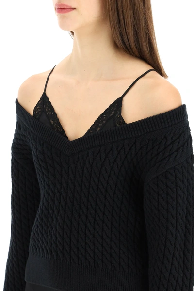Shop Alexander Wang Off-the-shoulder Sweater In Black