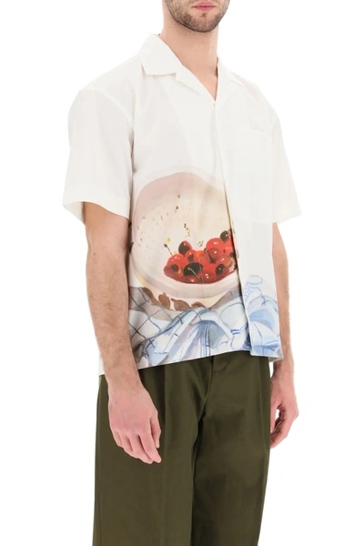 Shop Jacquemus Jean Shirt With Cerises Print In White,red,blue
