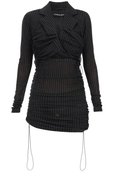 Shop Y/project Draped Blazer Dress In Black,grey