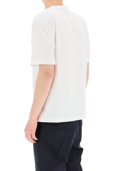 Shop Lanvin T-shirt Logo Embroidery In White,blue