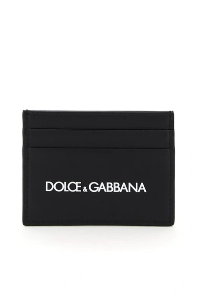 Shop Dolce & Gabbana Logo Print Card Holder In Black,white