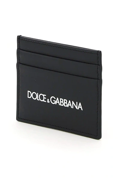 Shop Dolce & Gabbana Logo Print Card Holder In Black,white