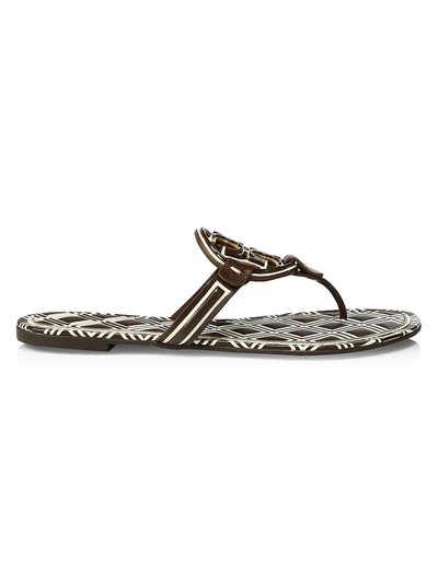 Shop Tory Burch Miller Metal Print Leather Thong Sandals In New Ivory