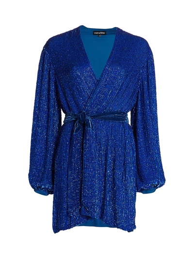 Shop Retroféte Gabrielle Sequined Wrap Robe In Royal Blue