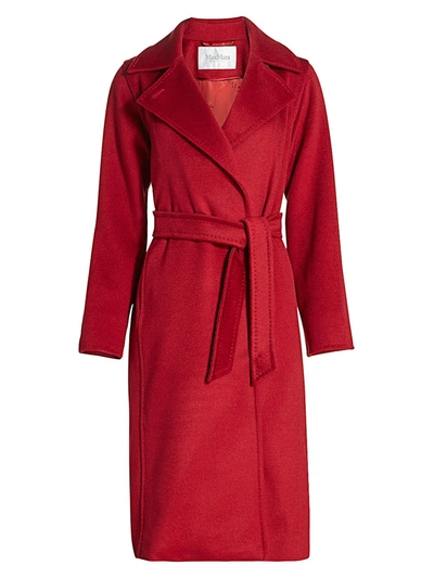 Shop Max Mara Women's Manuela Icon Camel Hair Belted Wrap Coat In Red