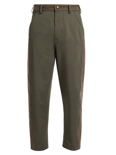 Shop Valentino Colorblock Cropped Trousers In Army Verde Army