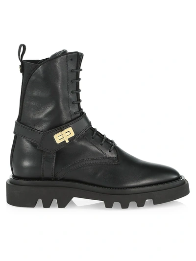 Shop Givenchy Eden Lug-sole Leather Combat Boots In Black