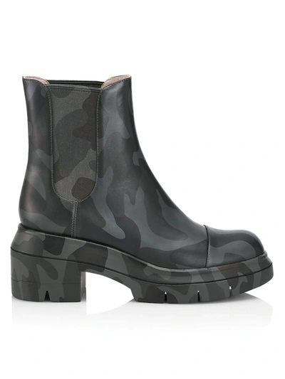 Shop Stuart Weitzman Norah Lug-sole Camo Leather Chelsea Boots In Black