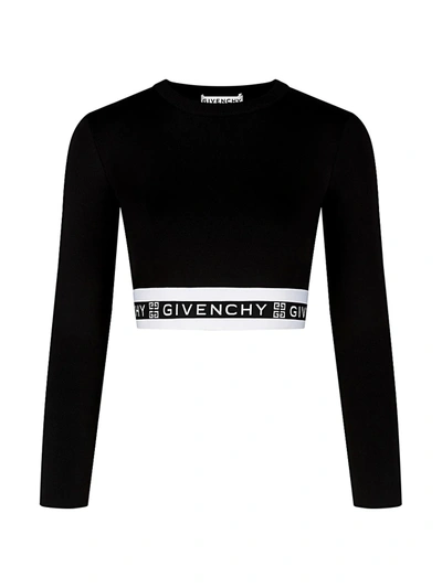 Shop Givenchy Logo Banded Crop Top In Black