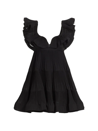 Shop Zimmermann Women's The Lovestruck Pleated Mini Dress In Black