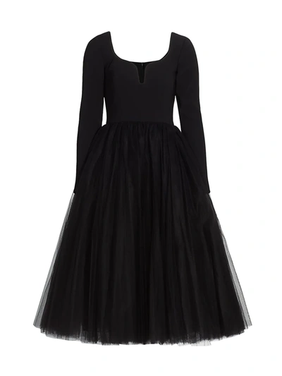 Shop Carolina Herrera Sweetheart A-line Tulle Dress In Black
