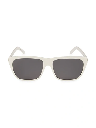 Shop Saint Laurent Women's Classic 57mm Rectangular Sunglasses In Ivory