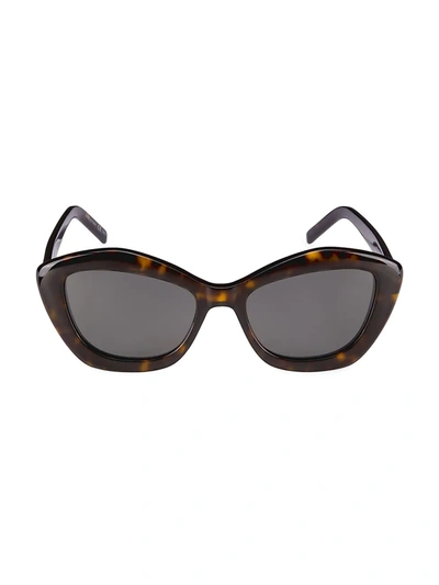 Shop Saint Laurent Women's New Wave 54mm Cat-eye Sunglasses In Avana