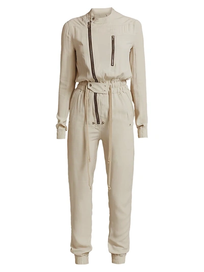 Shop Rick Owens Gary Zippered Flight Suit In Oyster