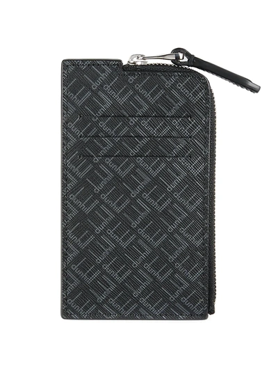 Shop Alfred Dunhill Signature Leather Zip Card Case In Black