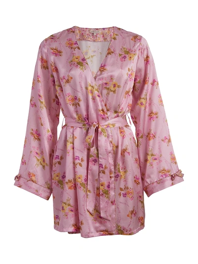 Shop Morgan Lane Loveshackfancy X  Langley Floral Silk-blend Robe In Bayberry