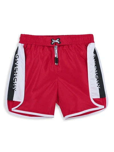Shop Givenchy Little Boy's & Boy's Colorblock Swim Trunks In Red