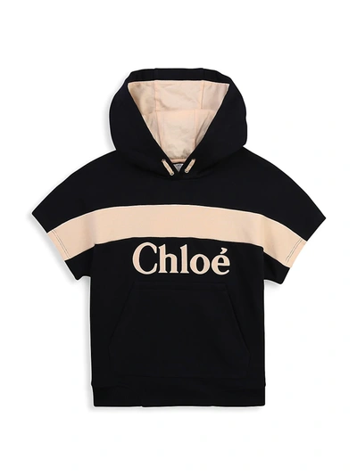 Shop Chloé Little Girl's & Girl's Logo Hoodie In Navy