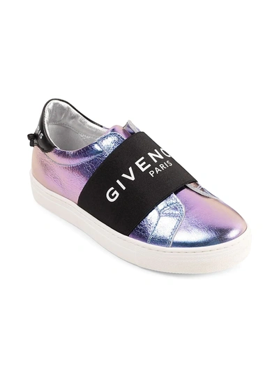 Shop Givenchy Little Girl's & Girl's Logo Metallic Leather Low-top Sneakers In Iridescent Pink