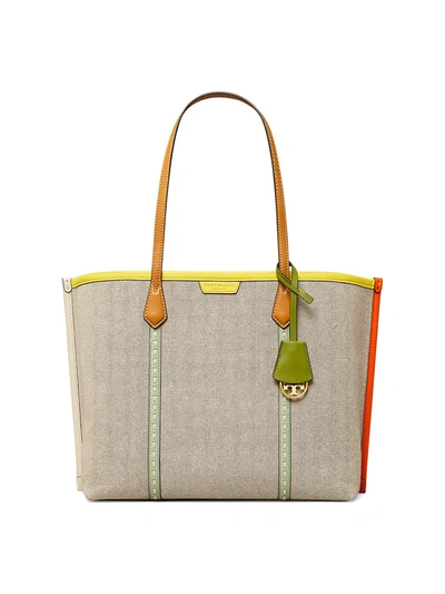 Shop Tory Burch Perry Canvas Tote In Natural