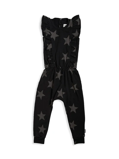 Shop Nununu Little Girl's And Girl's Star Ruffled Jumpsuit In Black