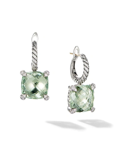Shop David Yurman Châtelaine Drop Earrings With Gemstone & Diamonds In Prasiolite