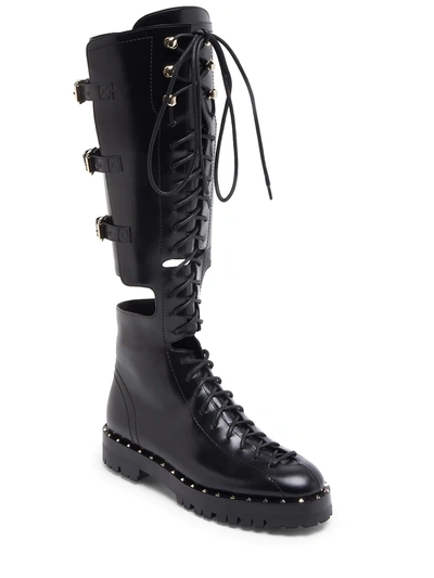 Shop Valentino Garavani Soul Rockstud Leather Boots In Black