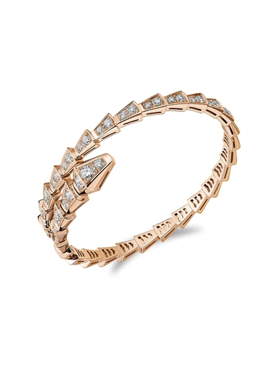 Shop Bvlgari Women's Serpenti Viper 18k Rose Gold Pavè Diamond Bracelet