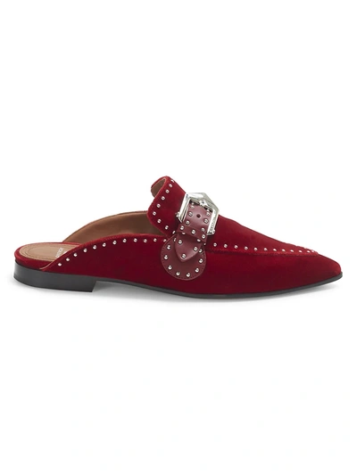 Shop Givenchy Women's Elegant Studded Suede Mules In Bright Red